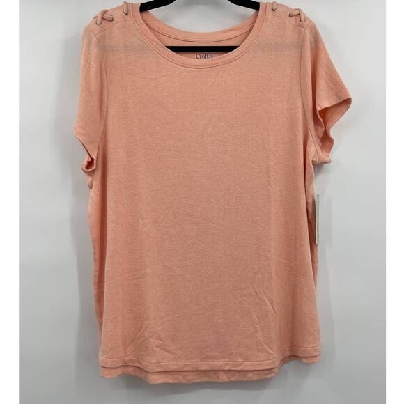 Croft & Barrow Light Peach Coral Relaxed Blouse T Shirt XL NEW Top - Picture 1 of 6